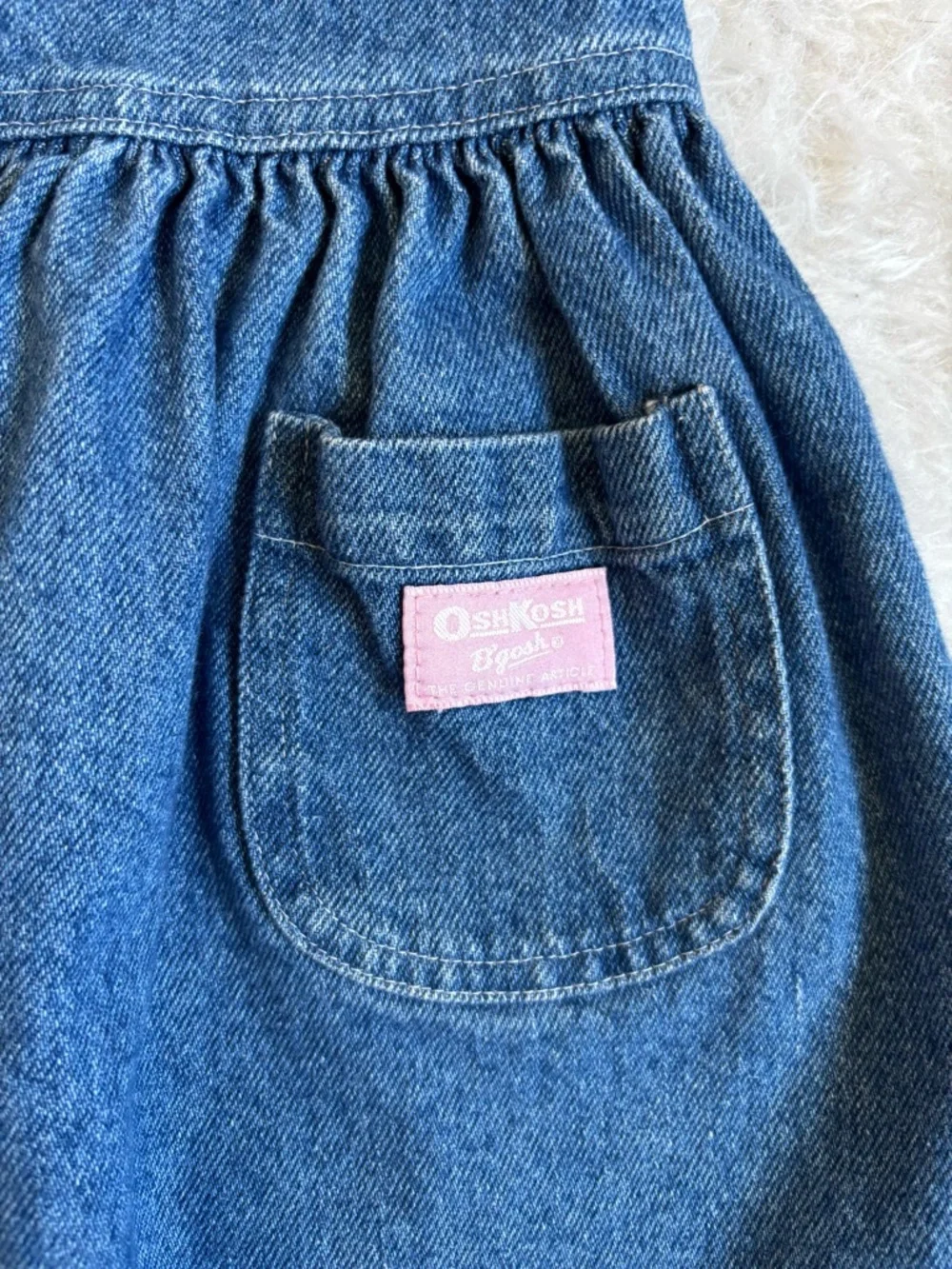 OshKosh B'gosh Girls Vintage Classic Blue Denim Button Down Jumper Dress